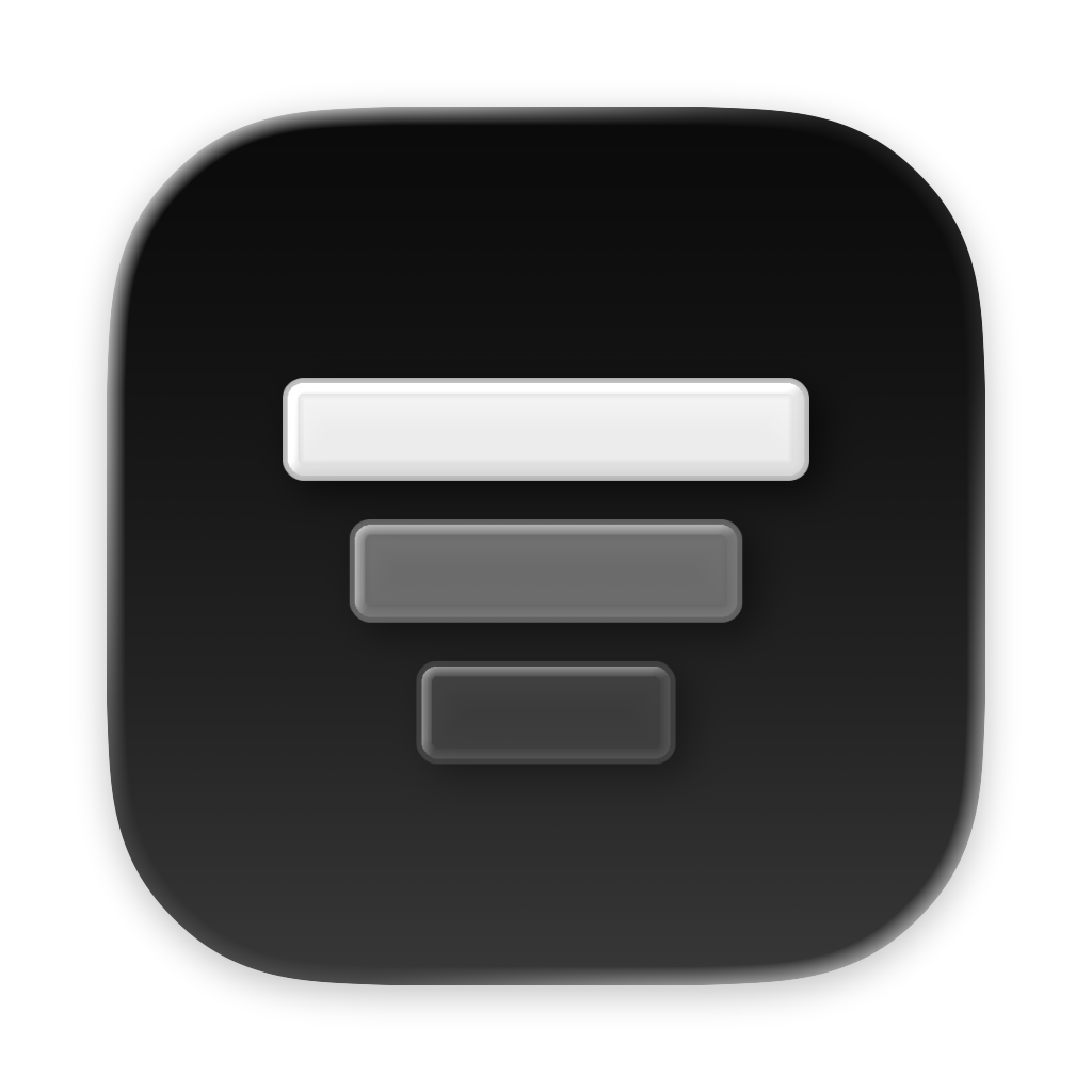 Yonder app icon — stacked bold type bars on a dark background